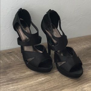 Black Satin High Heels